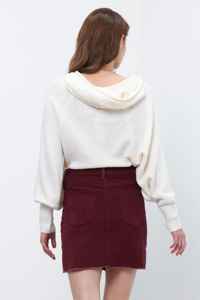 Chocolate Corduroy Fringe Skirt