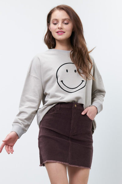 Chocolate Corduroy Fringe Skirt