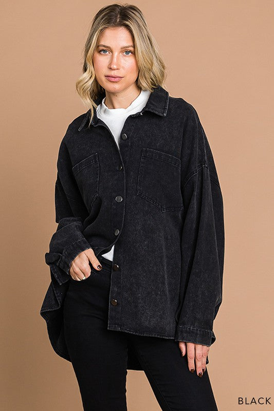 Vintage Black Oversized Denim Jacket