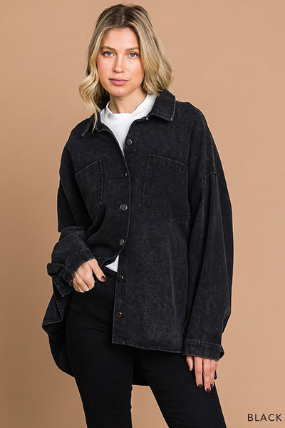 Vintage Black Oversized Denim Jacket