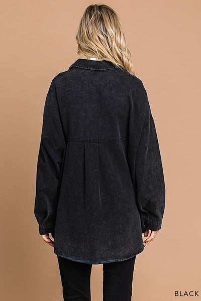 Vintage Black Oversized Denim Jacket