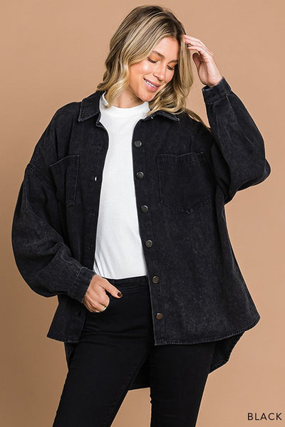 Vintage Black Oversized Denim Jacket