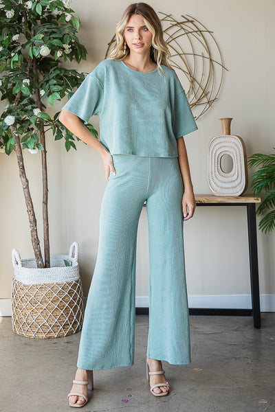 Ribbed Flare Lounge Set