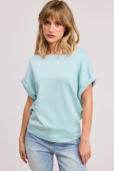 Scuba Rolled Sleeve Top