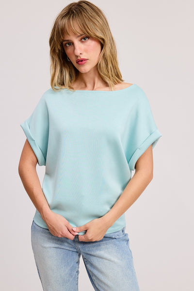 Scuba Rolled Sleeve Top