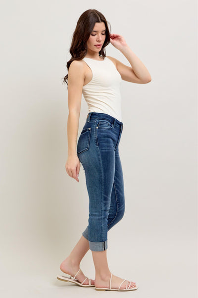 Judy Blue Jeans Medium Wash Cuffed Capri