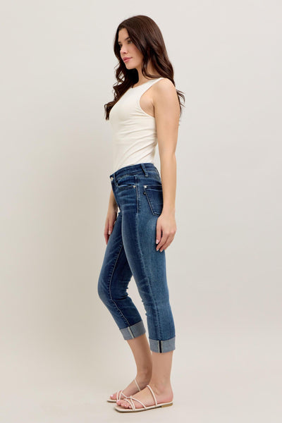 Judy Blue Jeans Medium Wash Cuffed Capri