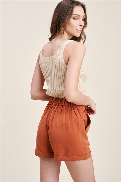Camel Paper Bag Shorts