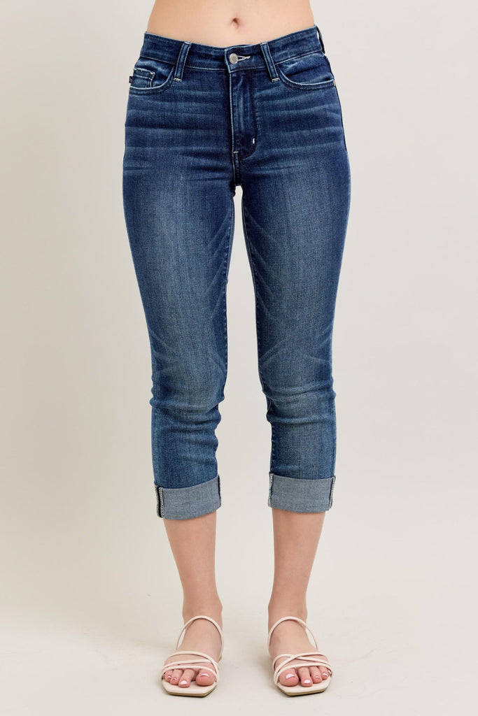 Judy Blue Jeans Medium Wash Cuffed Capri