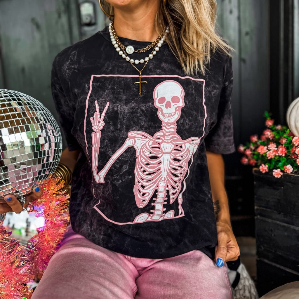 Peace Pink Skeleton Graphic Tee