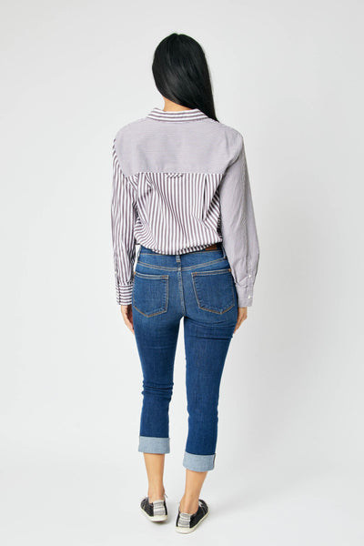 Judy Blue Jeans Mid Rise Vintage Cuffed Capri