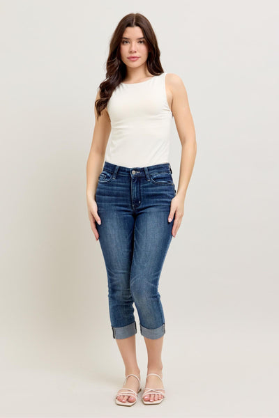 Judy Blue Jeans Medium Wash Cuffed Capri