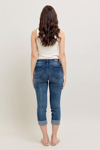 Judy Blue Jeans Medium Wash Cuffed Capri