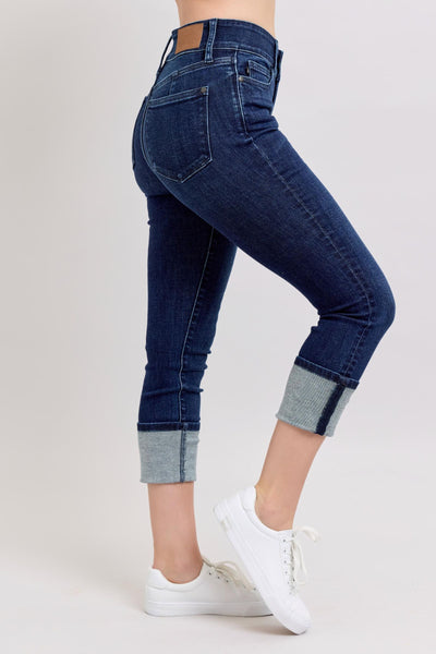 Judy Blue Jeans Double Button Cuffed Capri