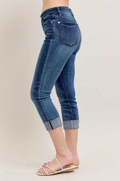Judy Blue Jeans Medium Wash Cuffed Capri