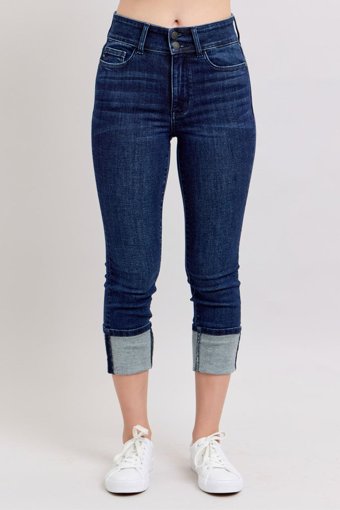 Judy Blue Jeans Double Button Cuffed Capri