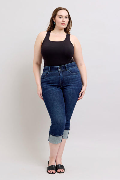 Judy Blue Jeans Double Button Cuffed Capri
