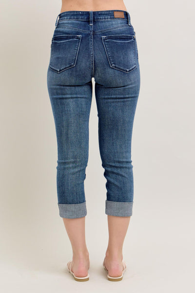 Judy Blue Jeans Medium Wash Cuffed Capri