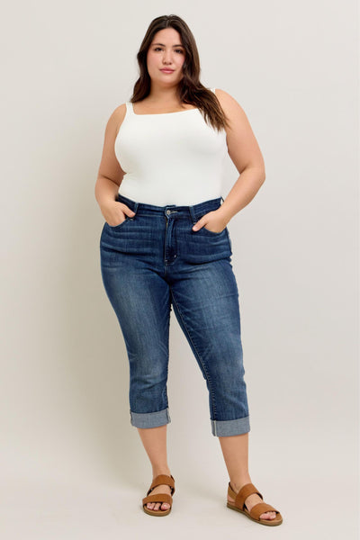 Judy Blue Jeans Medium Wash Cuffed Capri