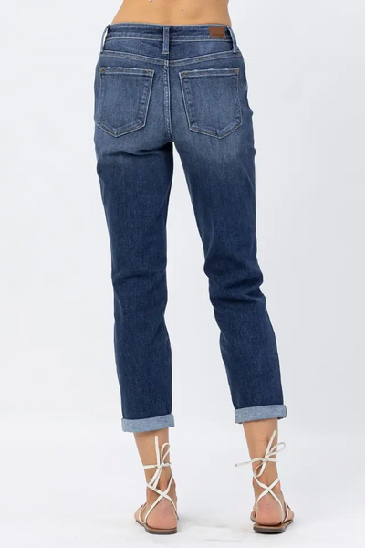 Judy Blue Mid Rise Cuffed Boyfriend Jeans