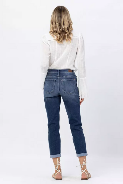 Judy Blue Mid Rise Cuffed Boyfriend Jeans