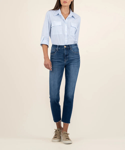 KUT Rachael 26" Straight Leg Raw Hem