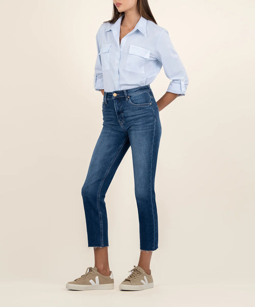 KUT Rachael 26" Straight Leg Raw Hem