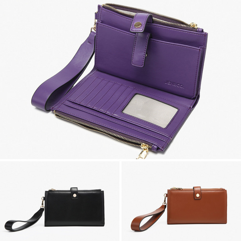 Zip-Top Button Wristlet Wallet
