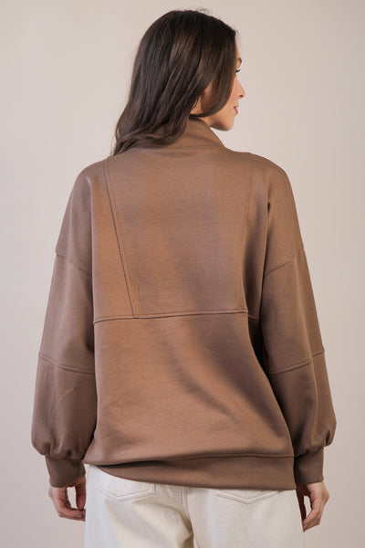 Scuba Fabric Half Zip Pouch Pocket Pullover