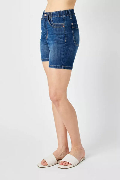 Judy Blue Elastic Waistband Dark Wash Shorts