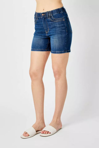 Judy Blue Elastic Waistband Dark Wash Shorts