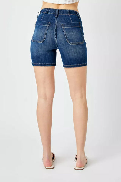 Judy Blue Elastic Waistband Dark Wash Shorts