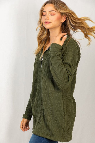 Sweater Knit Quarter Zip Hoodie