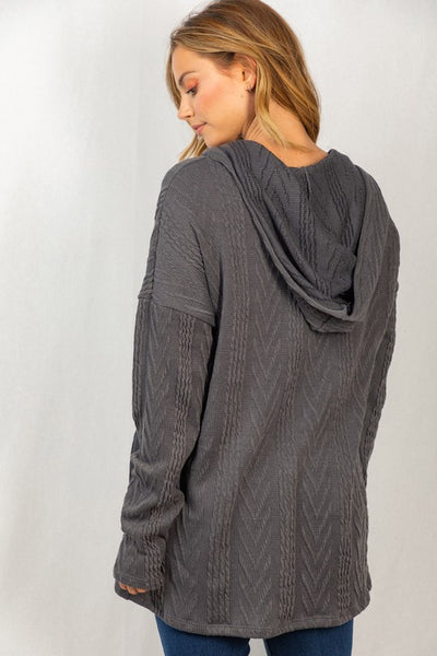 Sweater Knit Quarter Zip Hoodie