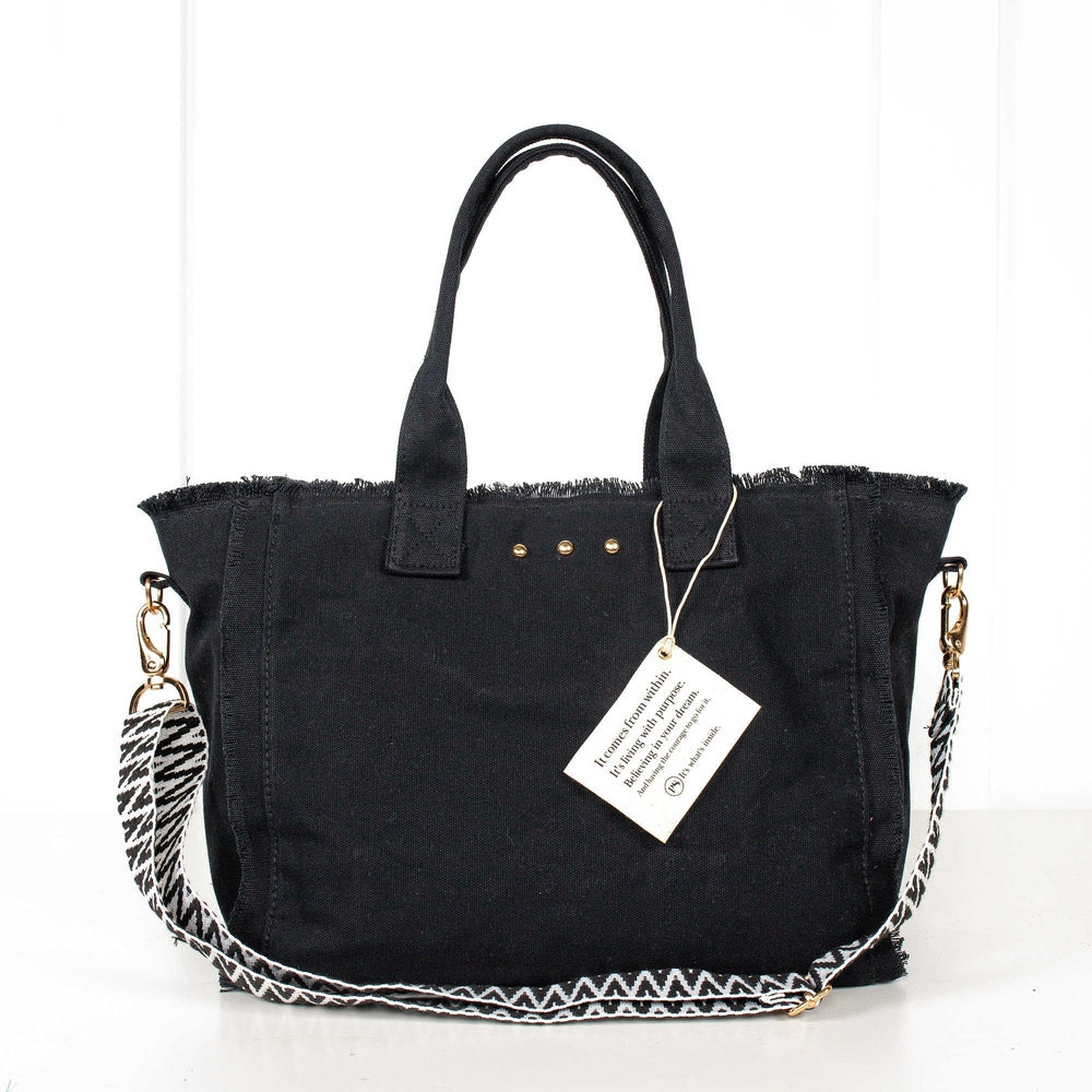 Fringe Canvas Crossbody Tote