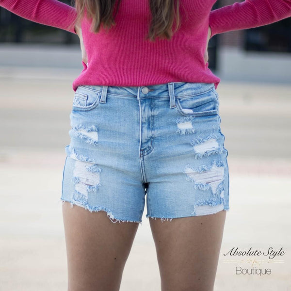 Light Wash High Waist Judy Blue Denim Shorts