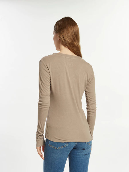 Long Sleeve Ribbed Henley Top
