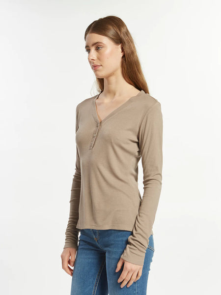 Long Sleeve Ribbed Henley Top
