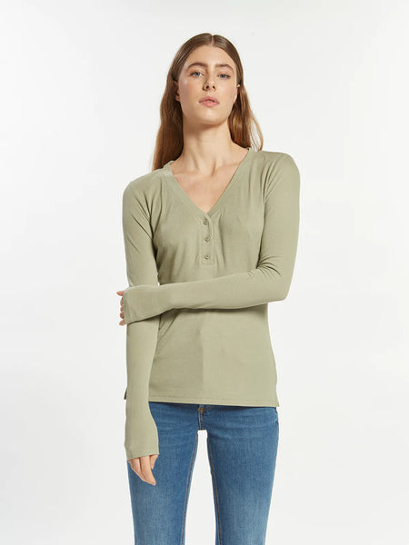 Long Sleeve Ribbed Henley Top