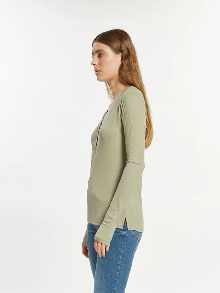 Long Sleeve Ribbed Henley Top