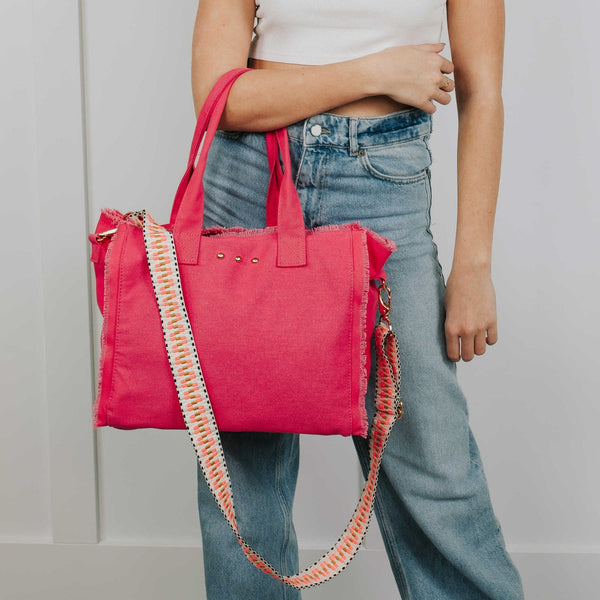 Fringe Canvas Crossbody Tote