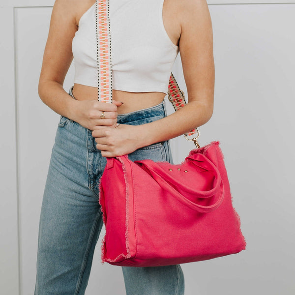 Fringe Canvas Crossbody Tote