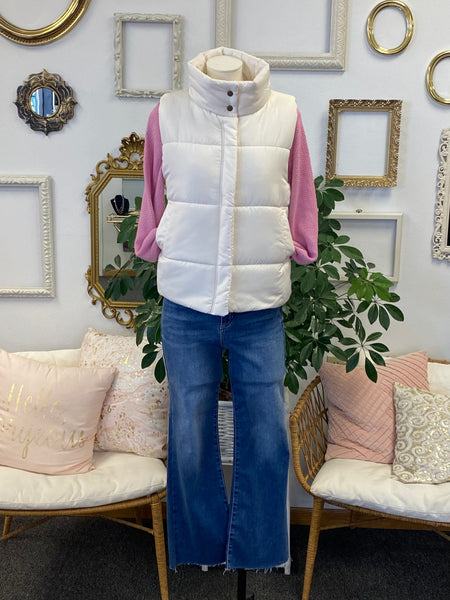 Puffy Button Neck Vest