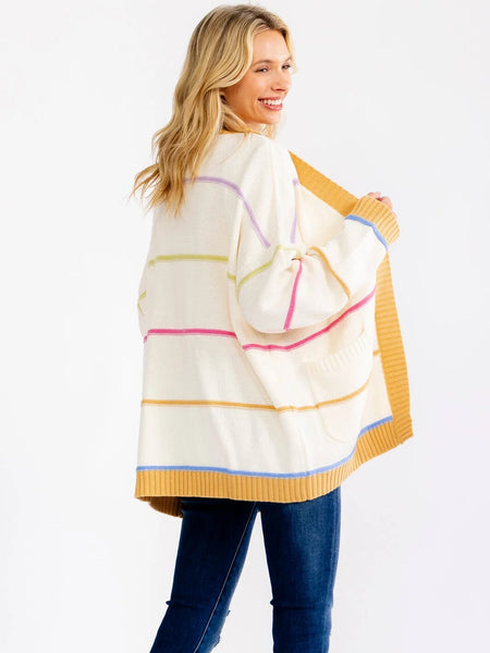 Knit Striped Pocket Cardigan