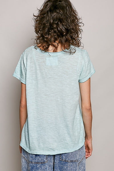 POL Hand-Stitched Neckline Slub Tee