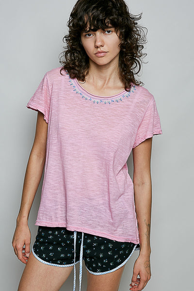 POL Hand-Stitched Neckline Slub Tee