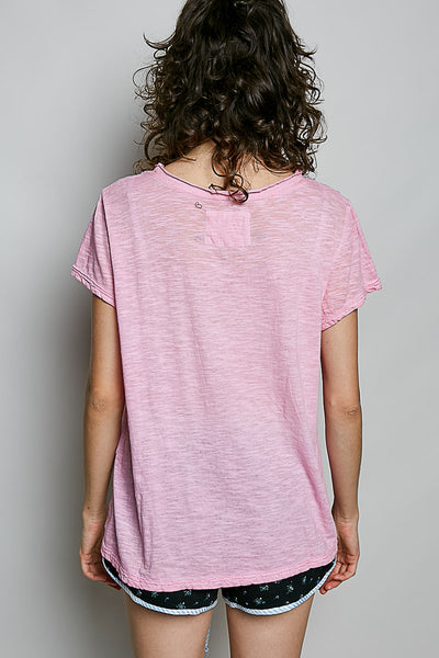 POL Hand-Stitched Neckline Slub Tee