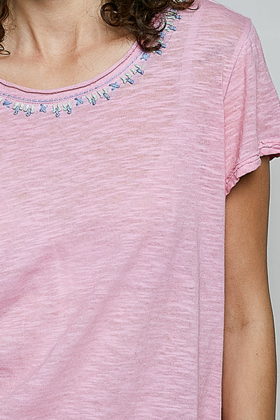 POL Hand-Stitched Neckline Slub Tee