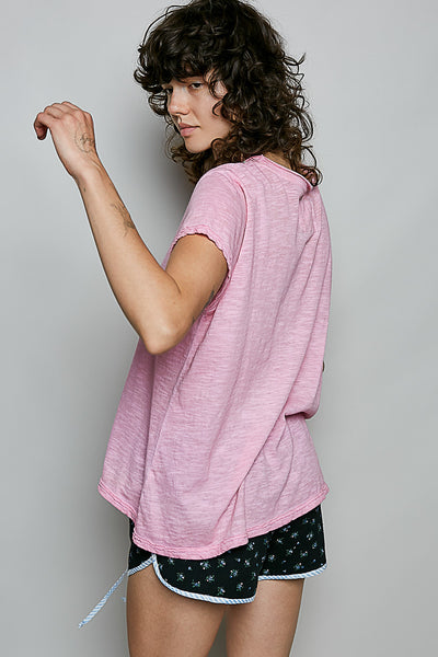 POL Hand-Stitched Neckline Slub Tee