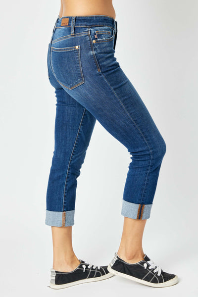 Judy Blue Jeans Mid Rise Vintage Cuffed Capri
